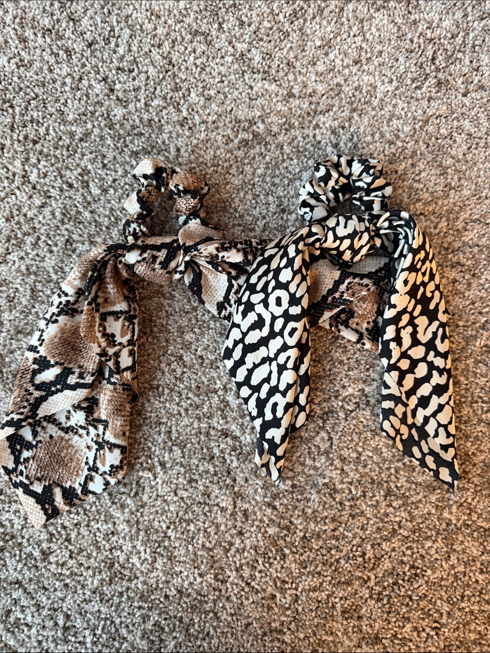 Neutral Animal Print Scarf Scrunchies - Pack of 2
